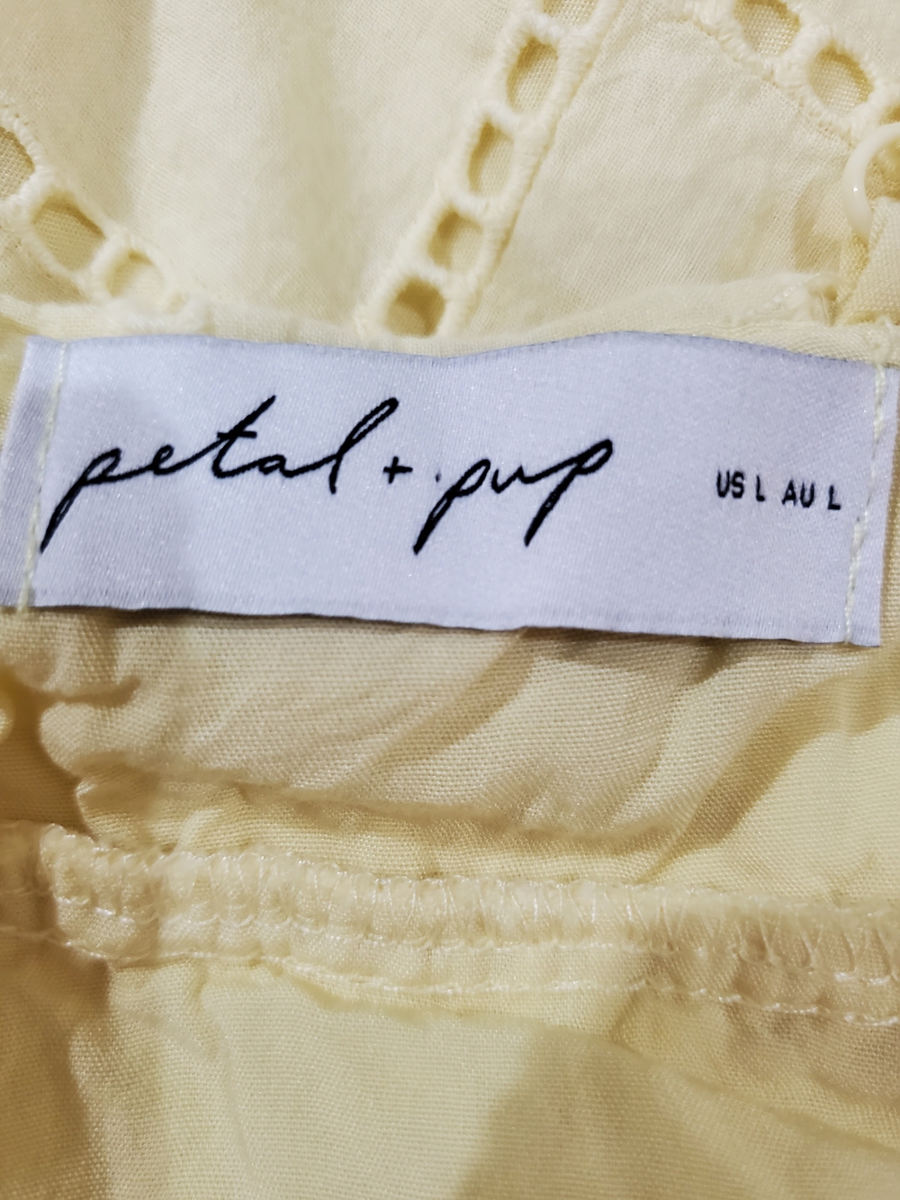 Petal & Pup Pale Yellow Eyelet Maxi Dress with Spaghetti Straps - Picture 7 of 10